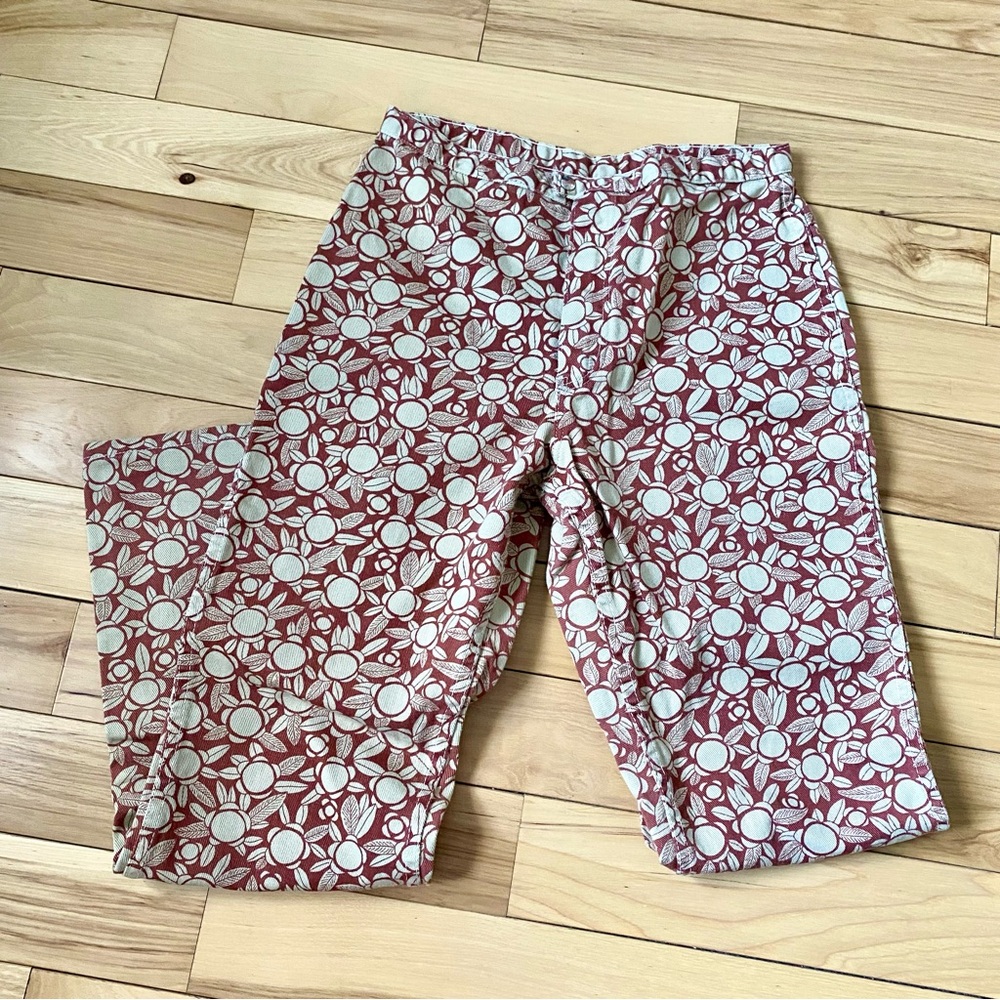 Vintage Women’s Wrangler's Red Floral Print Bootcut Cotton Denim Pants